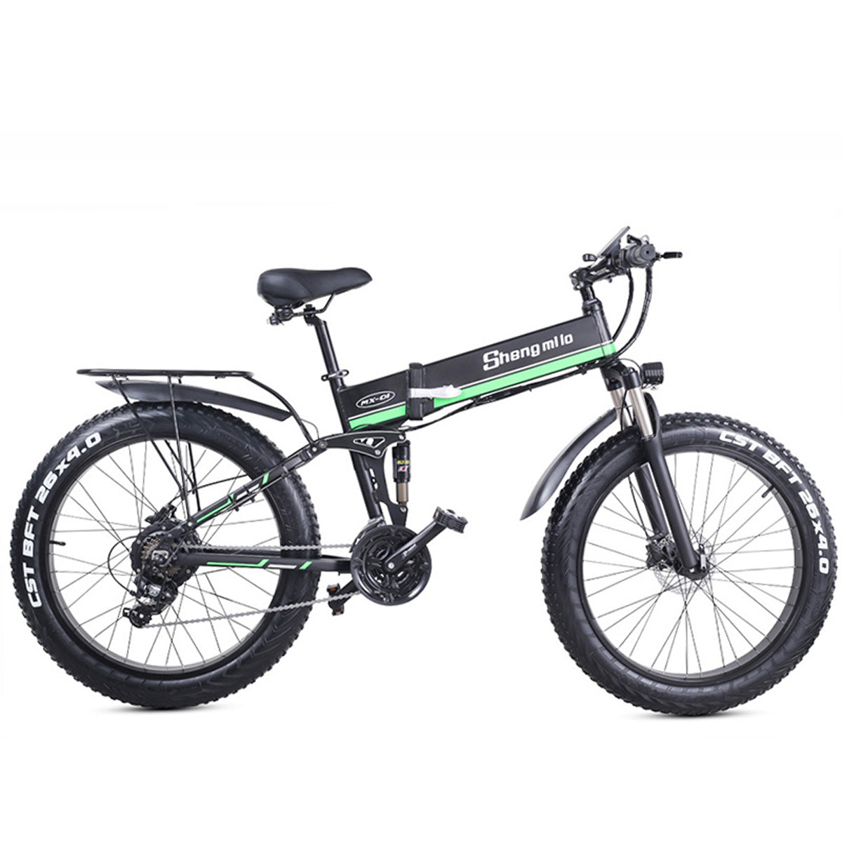 MX01 26 Zoll faltbares Elektrofahrrad, 48 V 1000 W leistungsstarker Motor, Mountainbike Fat Bike, 5-stufiges Pedalunterstützungs-Schneerad