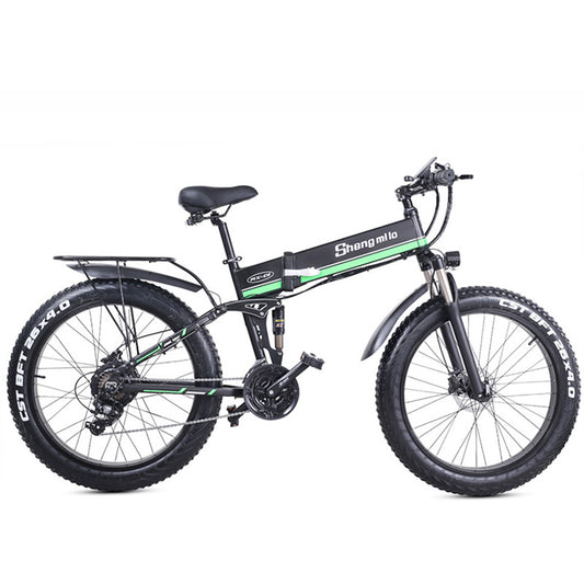 MX01 26 Zoll faltbares Elektrofahrrad, 48 V 1000 W leistungsstarker Motor, Mountainbike Fat Bike, 5-stufiges Pedalunterstützungs-Schneerad