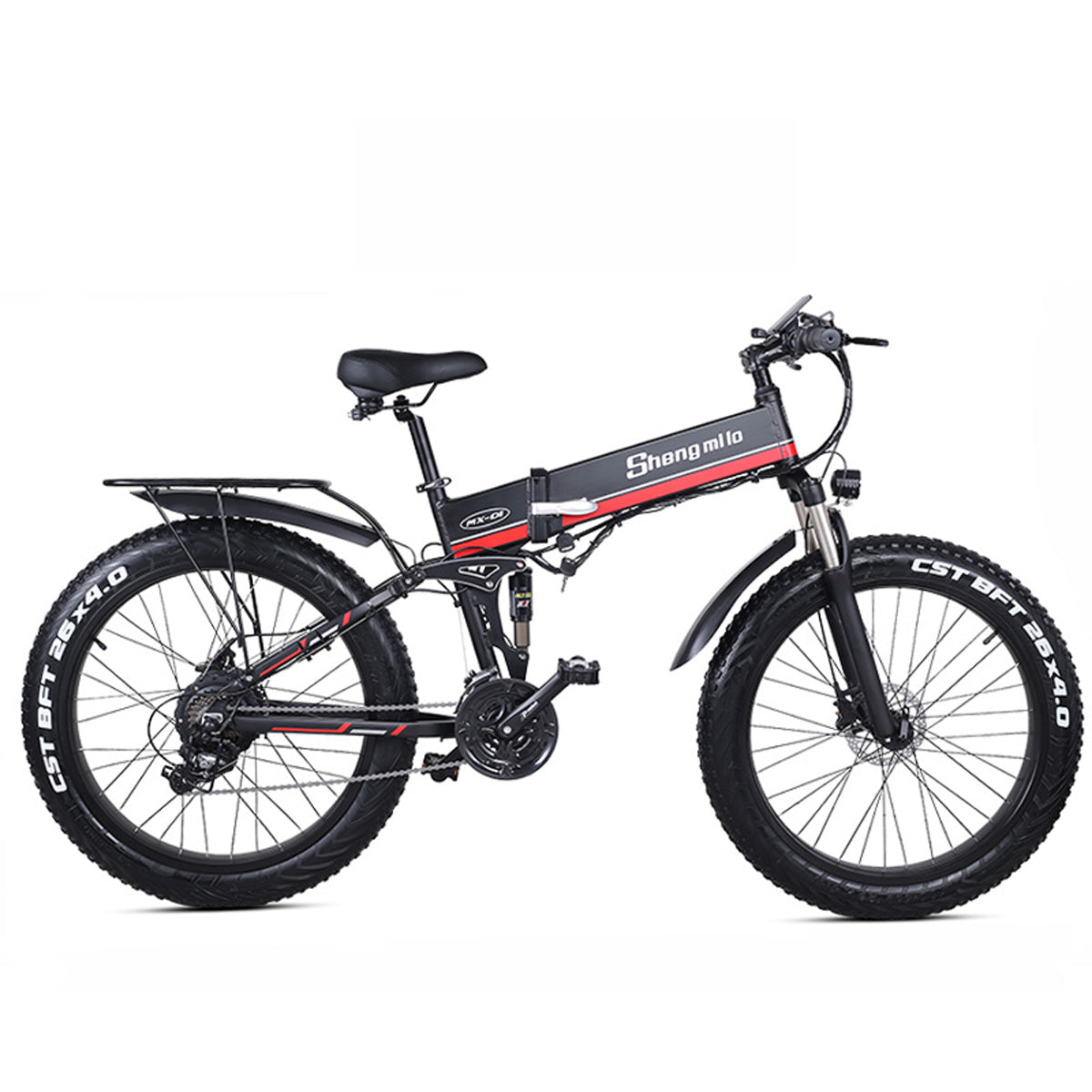 MX01 26 Zoll faltbares Elektrofahrrad, 48 V 1000 W leistungsstarker Motor, Mountainbike Fat Bike, 5-stufiges Pedalunterstützungs-Schneerad