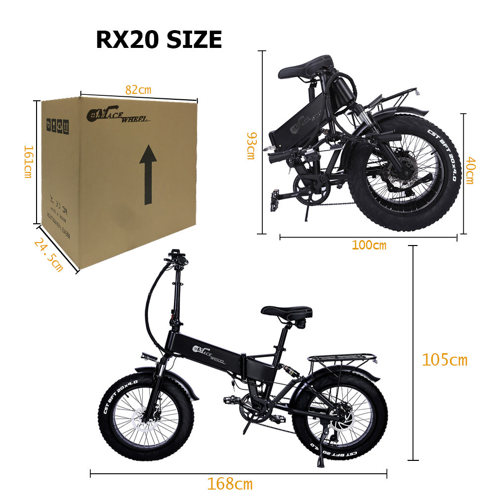 RX20 750W Faltbares Elektrofahrrad 20 * 4.0 Fettreifen Mountainbike 48V E-Bike Vollfederung