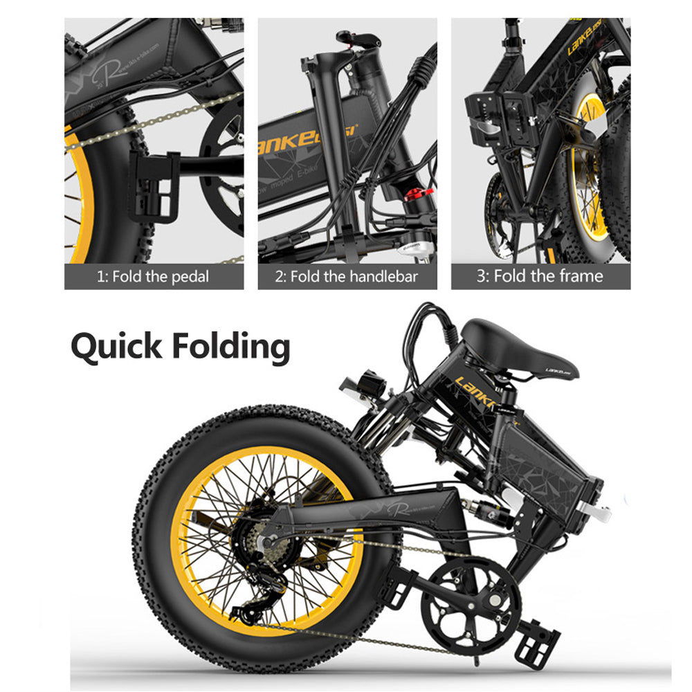 Lankeleisi X3000plus 1000W Faltbares E-Bike 48V 14.5A/17.5A Elektrofahrrad Snowbike 20 Zoll Mountainbike Vorder- und Hinterrad Vollfederung