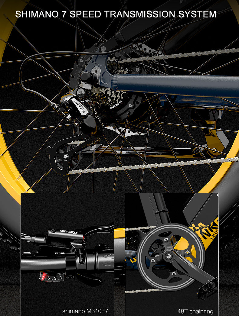 RV700 1000W 48V 16Ah Bicicletă electrică puternică Bicicletă de plajă de 26 inci Bicicletă de munte Arc de ulei actualizat Furcă de coborâre Suspensie dublă