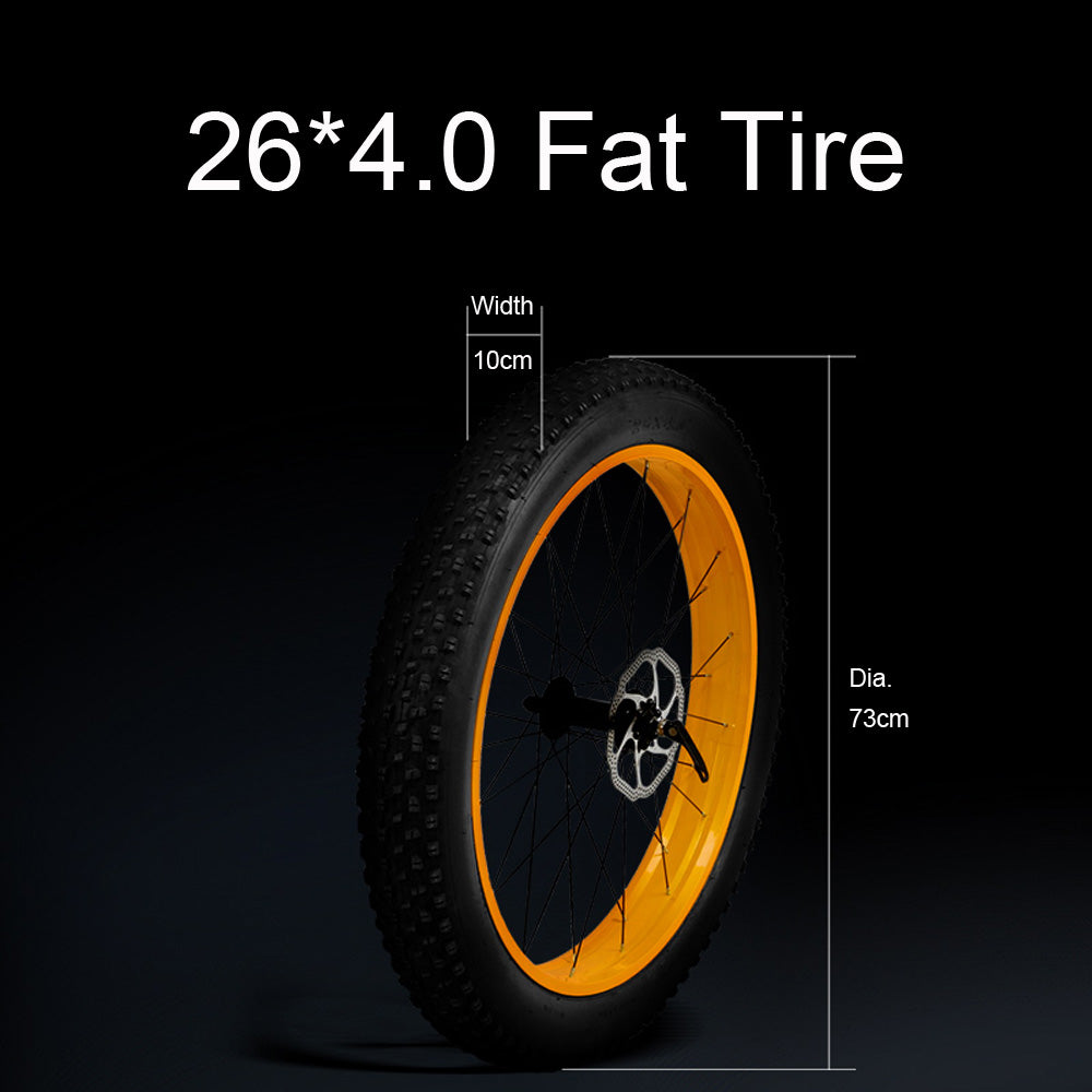 5-Grad-Pedal-Assist-Power-System-Elektro-Fat-Reifen-Fahrrad, 26 * 4,0-Schneereifenrad, hydraulische Scheibenbremse, eingebauter austauschbarer Akku mit großer Kapazität, 27 Geschwindigkeiten