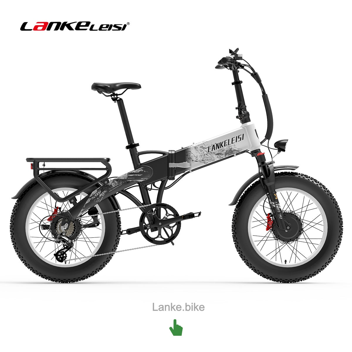 LANKELEISI X2000 MAX Dual-Motor Folding Electric Fat Bike – 1000W Per Motor (2000W Combined, EU: 250W Per Motor), 48km/h Top Speed, 48V 20Ah Samsung Battery, 130 km Range, 20" Fat Tires