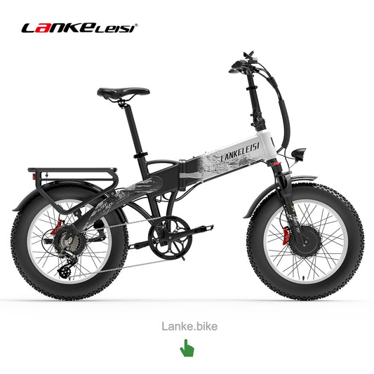LANKELEISI X2000 MAX Dual-Motor faltbares Elektro-Fatbike – 1000 W pro Motor (2000 W kombiniert, EU: 250 W pro Motor), 48 km/h Höchstgeschwindigkeit, 48 V 20 Ah Samsung-Akku, 130 km Reichweite, 20-Zoll-Fat-Reifen