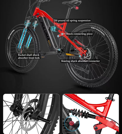 Professionelles geländegängiges 27,5-Zoll-Elektro-Mountainbike, bis zu 45 km/h, große 48-V-20-Ah-Lithiumbatterie, hydraulische Scheibenbremsen an beiden Enden, Rahmen aus Aluminiumlegierung, 27,5 x 2,8 Zoll große CST-Reifen, mit Pedalunterstützungssystem