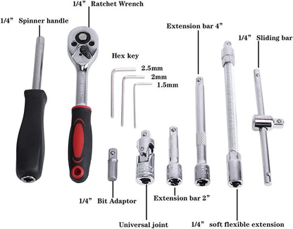 46 in 1 多機能家庭用セット実用的なラチェットレンチソケットドリルビット組み合わせハンドツールキットツールボックス