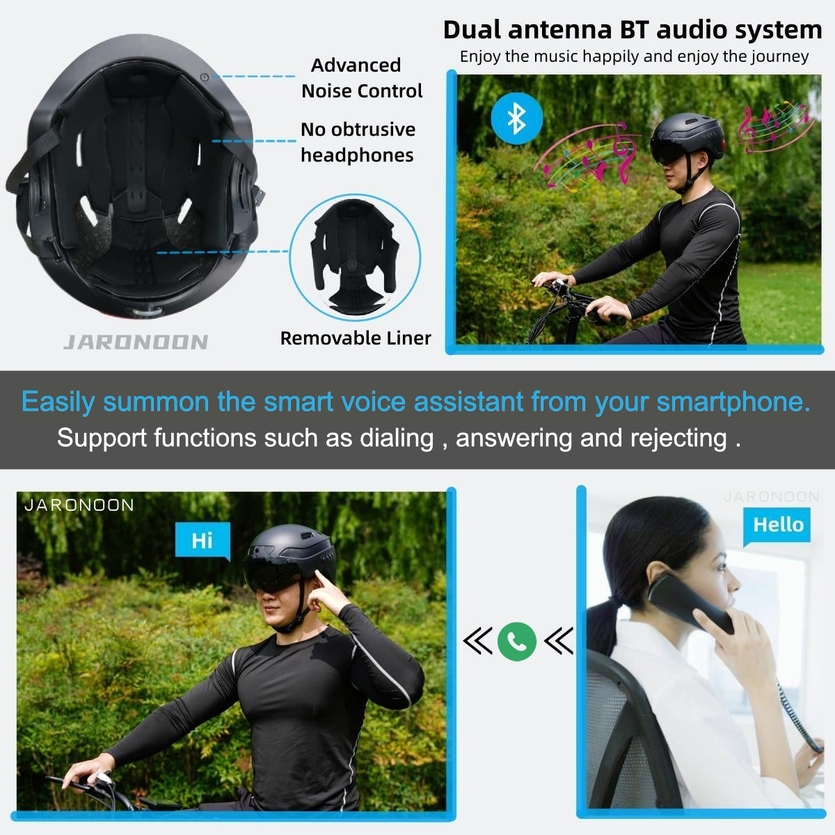 HA03D Verbesserter Smart-Helm mit Bluetooth-Anruffunktion, integrierter 1080P HD-Fahrtenrekorderkamera, abnehmbarem Visier und Blinker-Rücklicht