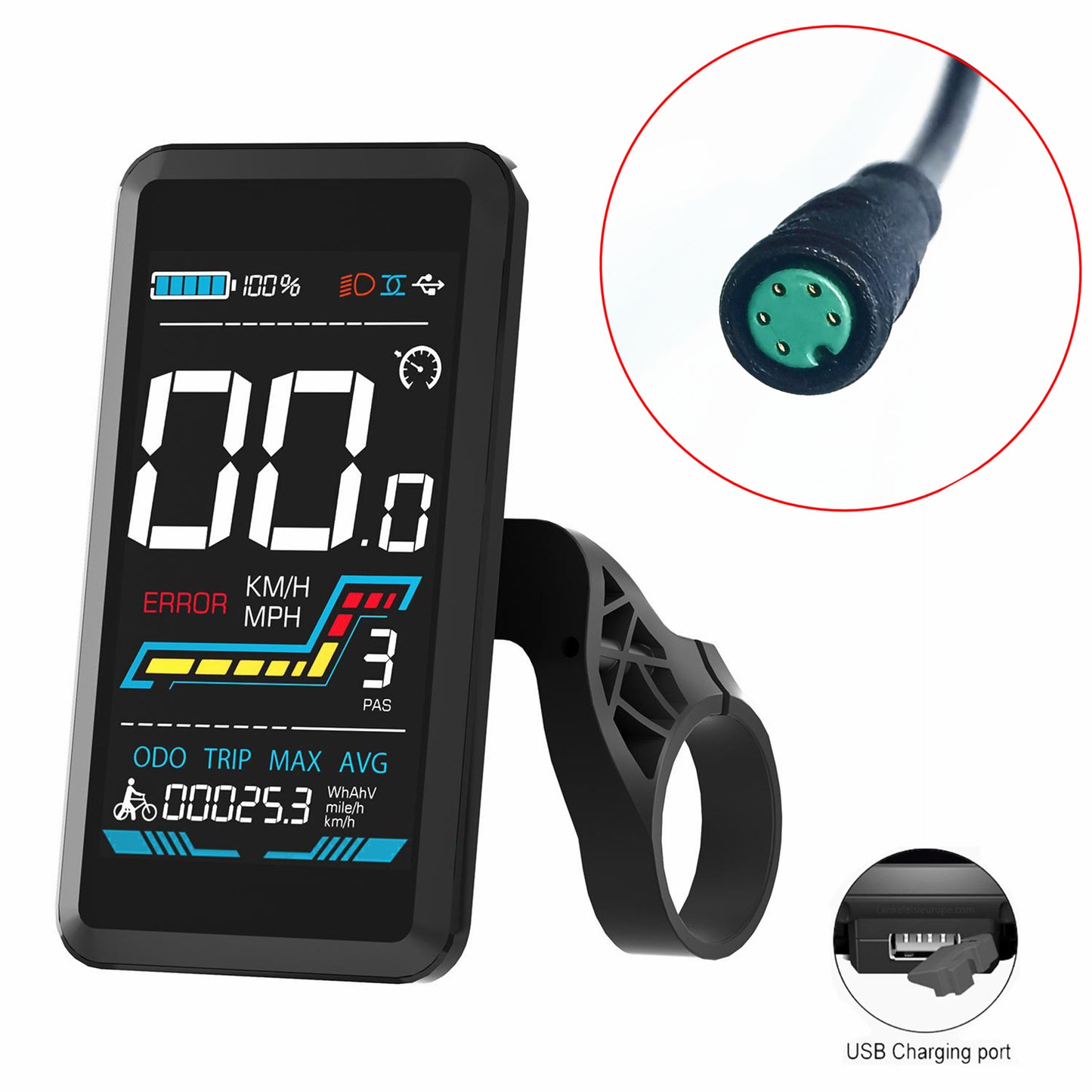 Yolin YL91F-V Intelligentes LCD-Display für CMACEWHEEL Elektrofahrrad Ebike