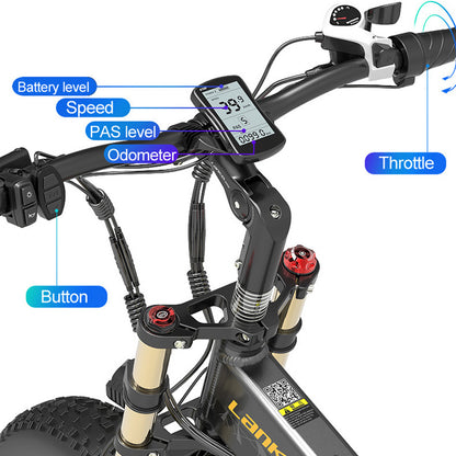 Lankeleisi X3000plus Air Vorderradgabel 20 Zoll 4.0 Fat Tire Snowbike, zusammenklappbares Mountainbike, 1000-W-Motor, Vollfederung, verbesserte Vordergabel