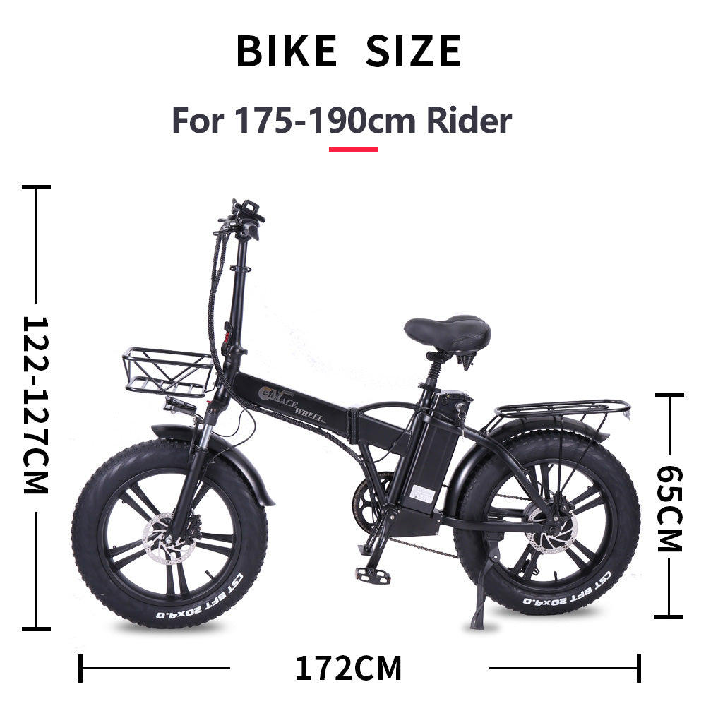 GW20-NEW 20-Zoll-Klapp-Elektrofahrrad, integriertes Rad, 48-V-750-W-Fat-Reifen-Fahrrad, Geschwindigkeit 30-45 km / h