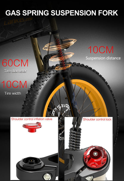 Lankeleisi X3000plus Air Vorderradgabel 20 Zoll 4.0 Fat Tire Snowbike, zusammenklappbares Mountainbike, 1000-W-Motor, Vollfederung, verbesserte Vordergabel