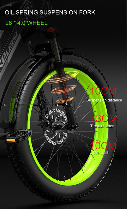 Lankeleisi XC4000 1000 W 48 V 15 Ah Elektrofahrrad, 26-Zoll-Schneefahrrad, fettes Reifenfahrrad, vordere und hintere hydraulische Scheibenbremse