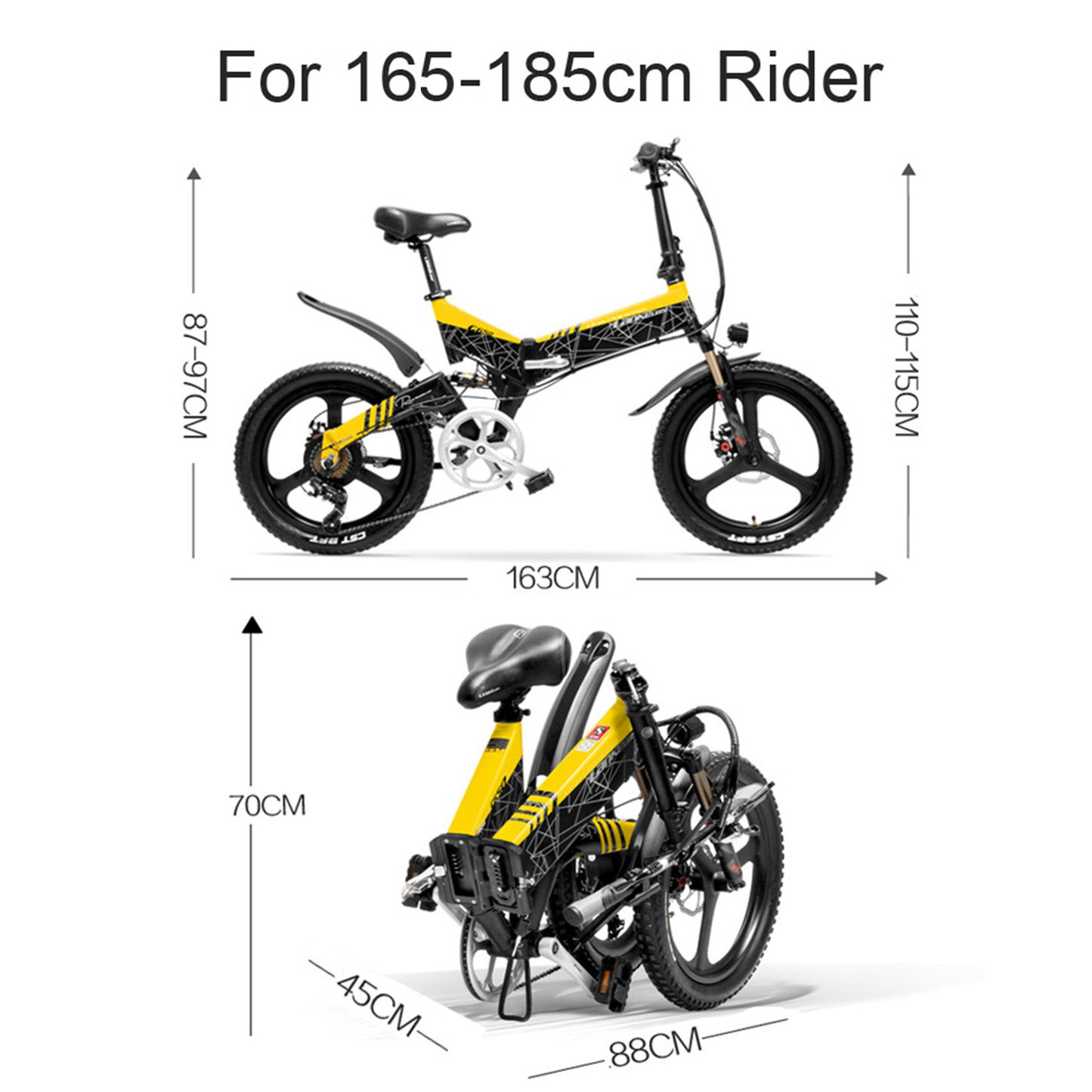 G650 20 tum E-cykel Mountain Bike Folding Electric Bike 400W 48V litiumbatterifront och bakre full upphängning