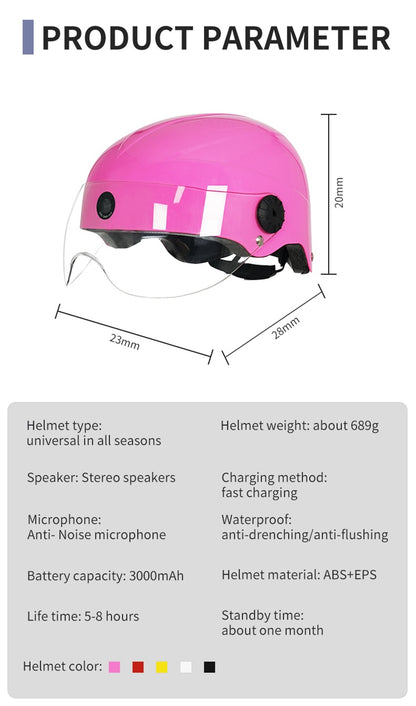 Intelligenter Helm mit Bluetooth-Anruf und integrierter Fahraufzeichnungskamera, abnehmbarem Visier, Blinkerrücklicht, für Pendler in der Stadt