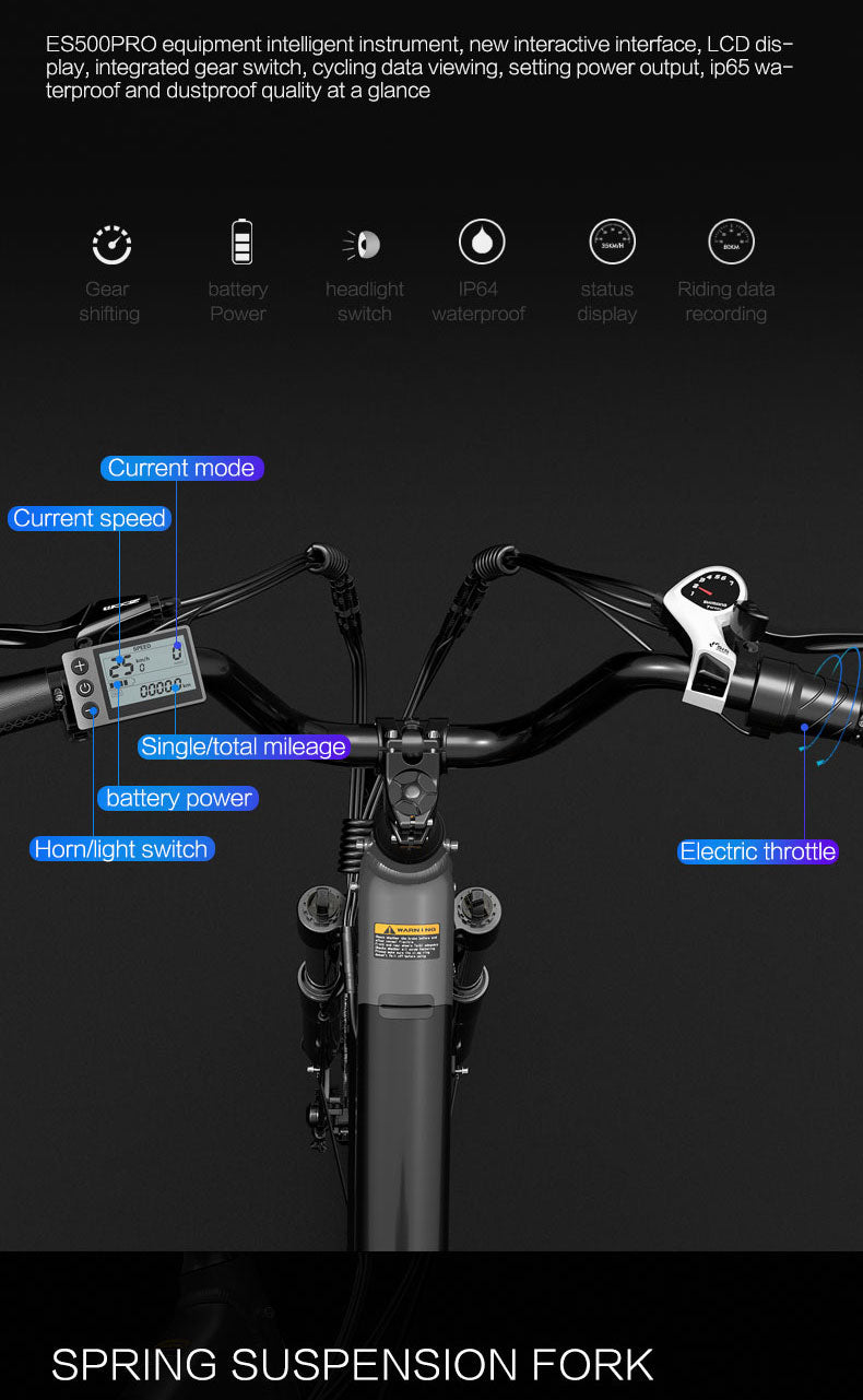 ES500 Pro 500W 48V 16Ah 130Km Rezistență 24 inci Motor fără perii Bicicletă electrică urbană Frâne cu două discuri 32 km/h Viteză maximă City Bik