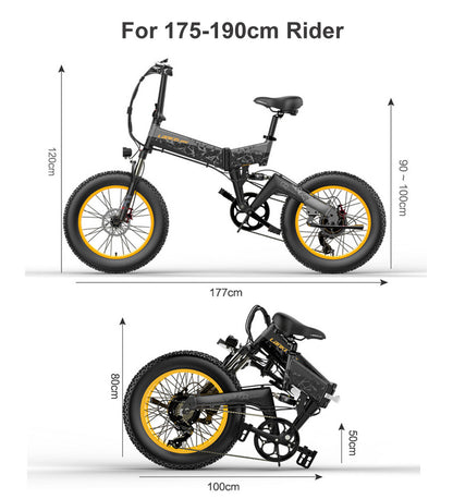 Lankeleisi X3000plus 1000W Faltbares E-Bike 48V 14.5A/17.5A Elektrofahrrad Snowbike 20 Zoll Mountainbike Vorder- und Hinterrad Vollfederung