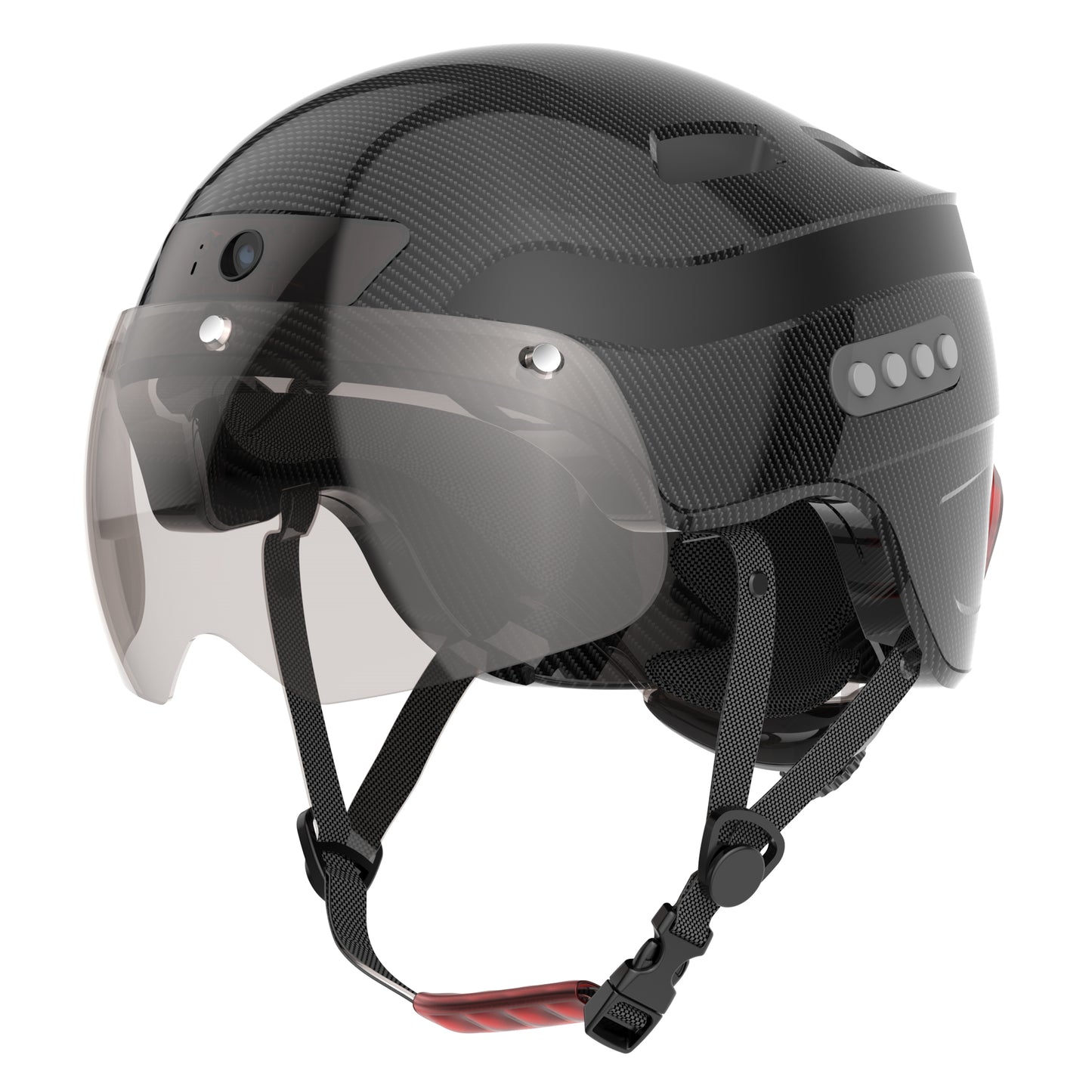 HA03D Verbesserter Smart-Helm mit Bluetooth-Anruffunktion, integrierter 1080P HD-Fahrtenrekorderkamera, abnehmbarem Visier und Blinker-Rücklicht